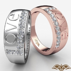 Pave Set Love Script Women's Diamond Half Wedding Band in 14k Rose Gold  (0.3Ct. tw.)