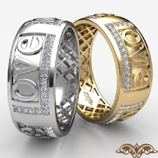 Personalized Domed Love Eternity Diamond Wedding Band 14k Gold Yellow  (0.35Ct. tw.)