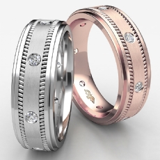 Milgrain Step Edge Diamond Eternity Men's Wedding Band 14k Rose Gold  (0.15Ct. tw.)