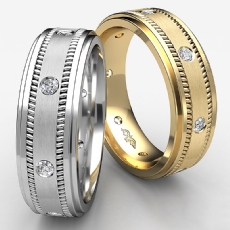 Milgrain Step Edge Diamond Eternity Men's Wedding Band Platinum 950  (0.15Ct. tw.)