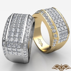 3.5CT Princess Round Diamond Fashion Men Diamond Ring W Gold