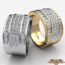 3.75 Ct Princess Diamond Men Wedding Ring 14k White Gold