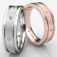 Flat Edges Bezel Diamond Eternity Men's Wedding Band 14k Rose Gold (0.2Ct. tw.)