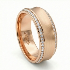 Matte Concave Round Diamond Eternity Men's Wedding Band 18k Rose Gold  (0.75Ct. tw.)