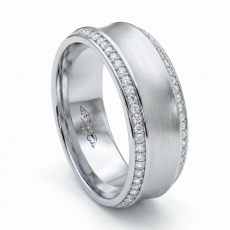 Matte Concave Round Diamond Eternity Men's Wedding Band 14k White Gold 0.75Ct