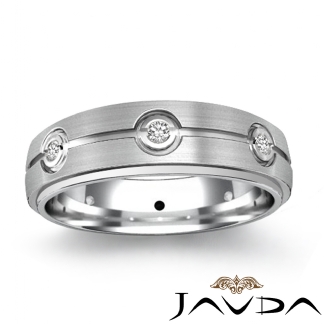 Eternity Wedding Band Round Diamond Mens Step Edge Ring 14k Gold White 0.1Ct