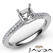 Diamond Engagement Pave Setting Platinum 950 Asscher Semi Mount Ring 0.65Ct - javda.com 