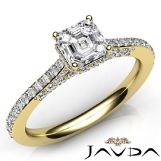 Side Halo Pave Setting diamond Ring 14k Gold Yellow