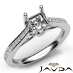 Channel Setting Diamond Engagement Asscher Semi Mount Ring 14k White Gold 0.3Ct - javda.com 