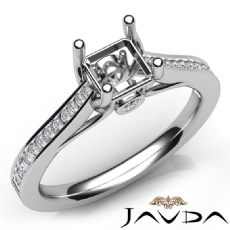 Channel Setting Diamond Engagement Asscher Semi Mount Ring 14K White Gold 0.30Ct