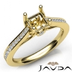 Channel Setting Diamond Engagement Asscher Semi Mount Ring 14k Yellow Gold 0.3Ct - javda.com 