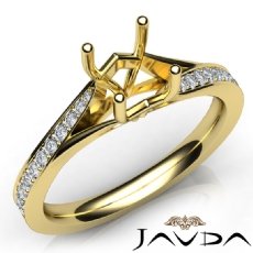 Pave Setting Diamond Engagement Asscher Semi Mount Ring 14k Gold Yellow  (0.35Ct. tw.)