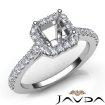 Diamond Engagement Asscher SemiMount Shared Prong Setting Ring 14k White Gold 1Ct - javda.com 