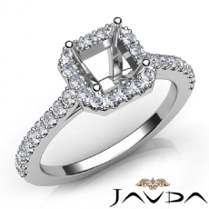 Diamond Engagement Asscher SemiMount Shared Prong Setting Ring 14K W Gold 0.50Ct