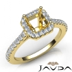 Diamond Engagement Asscher SemiMount Shared Prong Setting Ring 18k Yellow Gold 0.8Ct - javda.com 