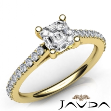 Double Prong Sidestone diamond Ring 18k Gold Yellow