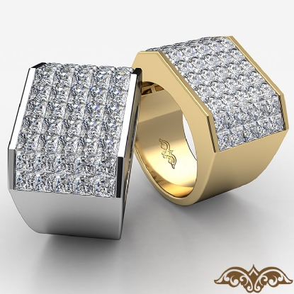 Princess Cut Men Diamond Ring Fashion band 14k Gold (5.25Ct. tw.)