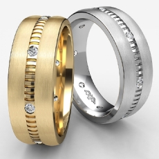 Dome Vertical Cuts Men's Diamond Eternity Wedding Band 14k Gold Yellow  (0.16Ct. tw.)