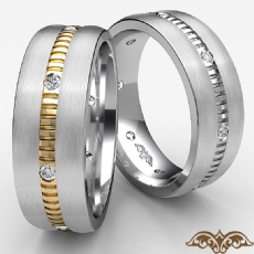 Dome Vertical Cuts Men's Diamond Eternity Wedding Band 14k 2 Tone Gold 0.16 Ct