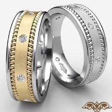 Rope Edges Bezel Diamond Eternity Men's Wedding Band 14k 2 Tone Gold 0.20 Ct
