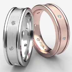 Brushed Center Bezel Diamond Men's Eternity Wedding Band 14k Rose Gold  (0.2Ct. tw.)