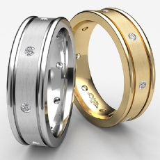 Brushed Center Bezel Diamond Men's Eternity Wedding Band Platinum 950  (0.2Ct. tw.)