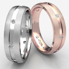 14k Rose Gold Matte Finish Men's Bezel Diamond Eternity Wedding Band  (0.2Ct. tw.)