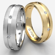 14k Gold Yellow Matte Finish Men's Bezel Diamond Eternity Wedding Band  (0.2Ct. tw.)