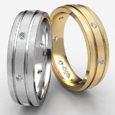 Brushed Finish Bezel Diamond Eternity Men's Wedding Band Platinum 950  (0.2Ct. tw.)