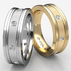 Bezel Diamond Eternity Flat Edges Men's Wedding Band 14k Gold Yellow (0.15Ct. tw.)