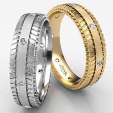 Tire Tread Pattern Diamond Men's Eternity Dome Wedding Band Platinum 950  (0.16Ct. tw.)