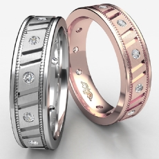 Vertical Groove Men's Diamond Carved Eternity Wedding Band 14k Rose Gold  (0.25Ct. tw.)