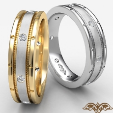 Center Dome Men's Bezel Diamond Eternity Wedding Band 14k 2 Tone Gold 0.16 Ct