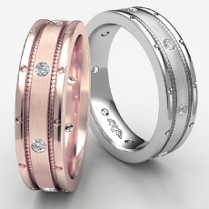 Center Dome Men's Bezel Diamond Eternity Wedding Band 14k Rose Gold  (0.16Ct. tw.)