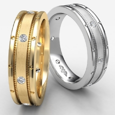 Center Dome Men's Bezel Diamond Eternity Wedding Band 14k Gold Yellow  (0.16Ct. tw.)