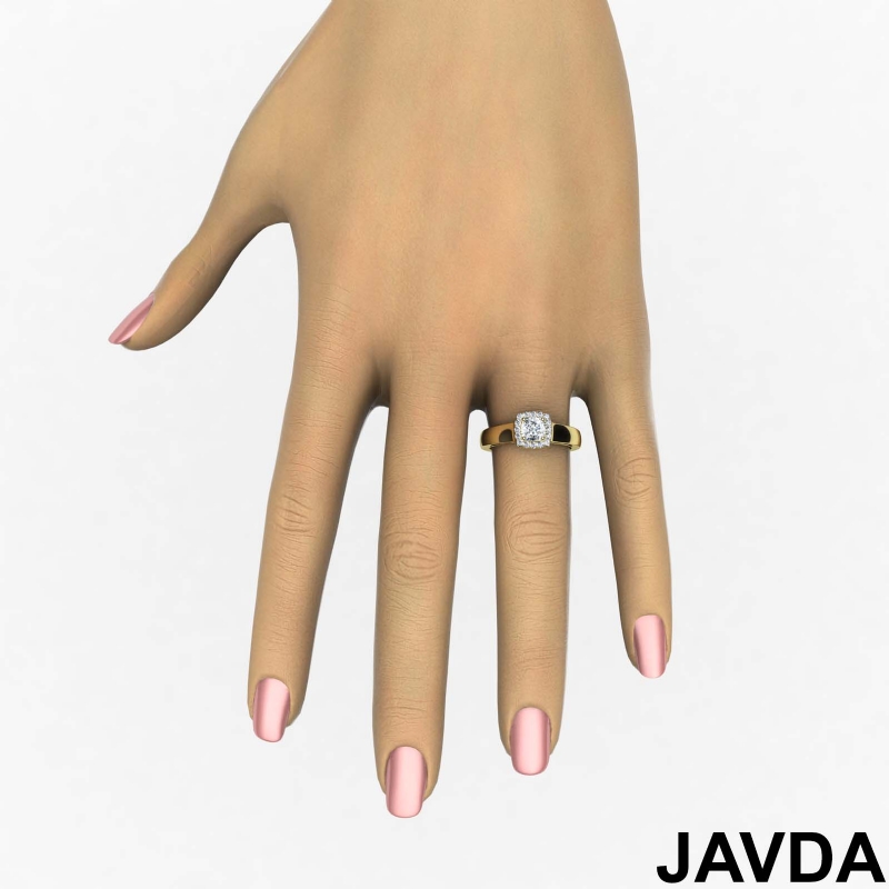 Cathedral Halo diamond Ring 14k Gold Yellow