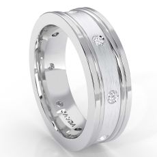 0.15 Ct Bezel Diamond Eternity Flat Edges Men's Wedding Band 14k White Gold