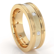 Bezel Diamond Eternity Flat Edges Men's Wedding Band 14k Gold Yellow (0.15Ct. tw.)