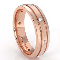 Brushed Finish Bezel Diamond Eternity Men's Wedding Band 18k Rose Gold  (0.2Ct. tw.)
