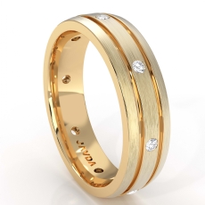 Brushed Finish Bezel Diamond Eternity Men's Wedding Band 14k Gold Yellow  (0.2Ct. tw.)