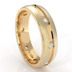 14k Gold Yellow Matte Finish Men's Bezel Diamond Eternity Wedding Band  (0.2Ct. tw.)