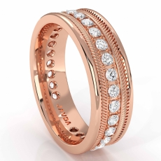 Pave Set Round Edge Diamond Eternity Men's Wedding Band 14k Rose Gold  (0.65Ct. tw.)