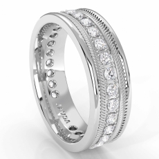 Pave Set Round Edge Diamond Eternity Men's Wedding Band Platinum 950  (0.65Ct. tw.)