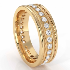 Pave Set Round Edge Diamond Eternity Men's Wedding Band 14k Gold Yellow  (0.65Ct. tw.)