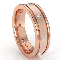 Brushed Center Bezel Diamond Men's Eternity Wedding Band 18k Rose Gold  (0.2Ct. tw.)