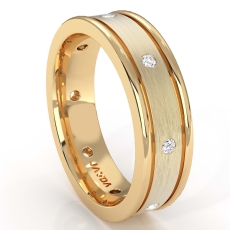 Brushed Center Bezel Diamond Men's Eternity Wedding Band 14k Gold Yellow  (0.2Ct. tw.)