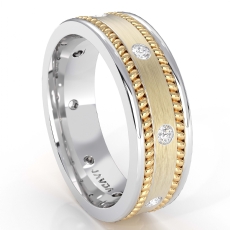 Rope Edges Bezel Diamond Eternity Men's Wedding Band 14k 2 Tone Gold 0.20 Ct