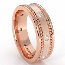 Rope Edges Bezel Diamond Eternity Men's Wedding Band 18k Rose Gold  (0.2Ct. tw.)