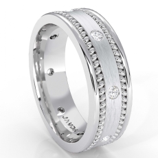 Rope Edges Bezel Diamond Eternity Men's Wedding Band Platinum 950  (0.2Ct. tw.)