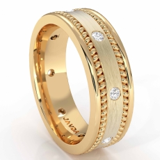 Rope Edges Bezel Diamond Eternity Men's Wedding Band 14k Gold Yellow  (0.2Ct. tw.)